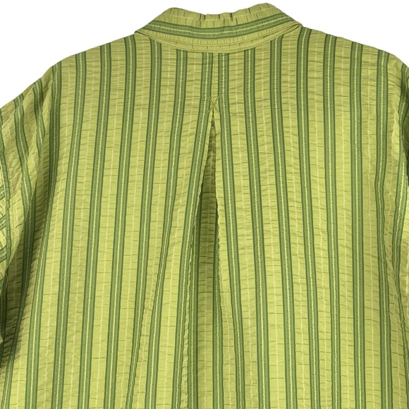 REI Shirt Short Sleeve Button Up Mens XL Green Stripe Cotton Blend Gorpcore - Picture 6 of 9